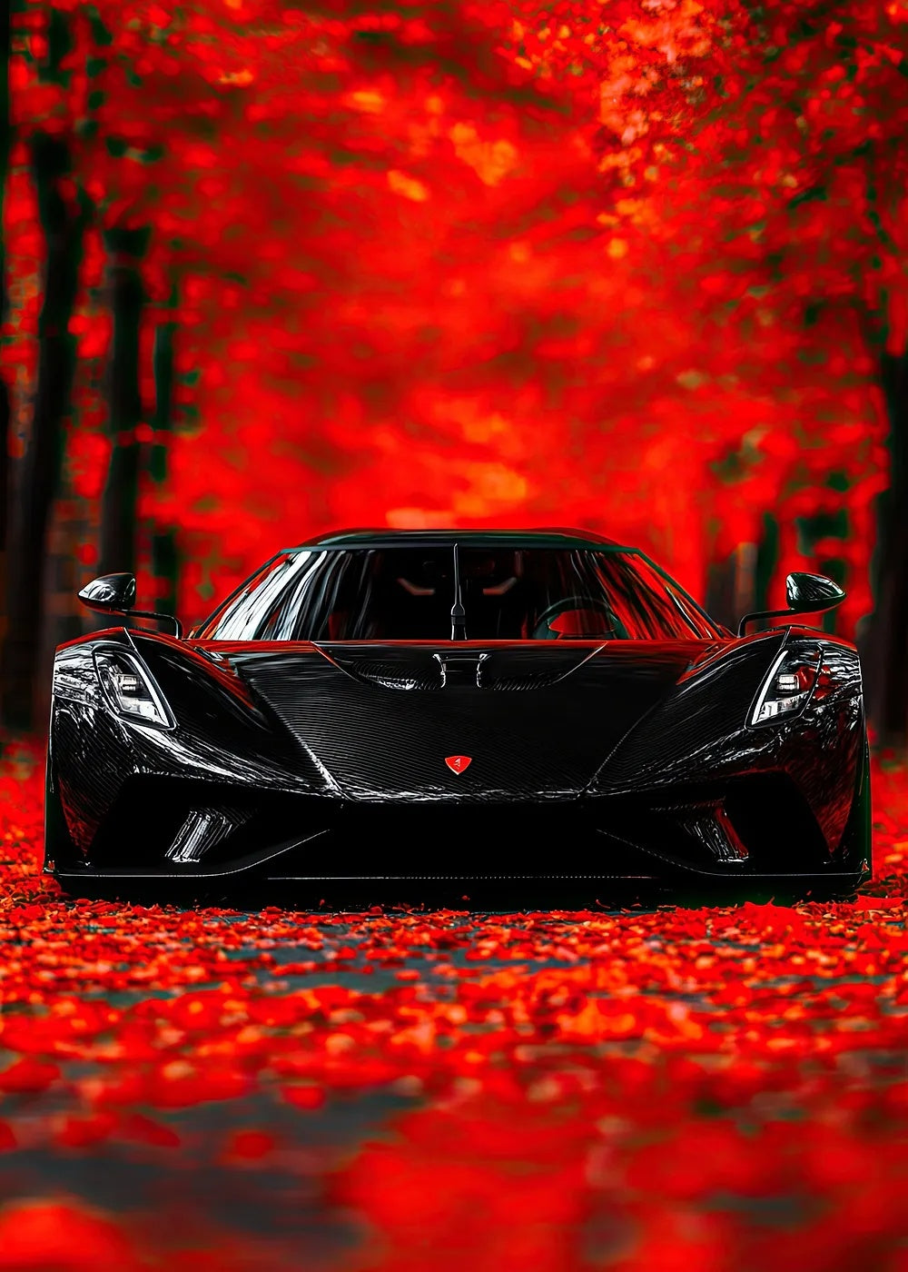 Black Koenigsegg in Autumn metal poster artwork